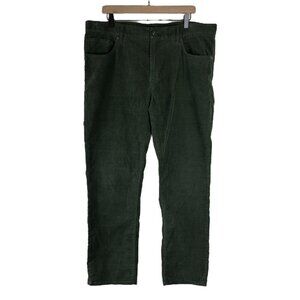 7 Diamonds Mens Green Corduroy Clifton Slim Straight Pants
